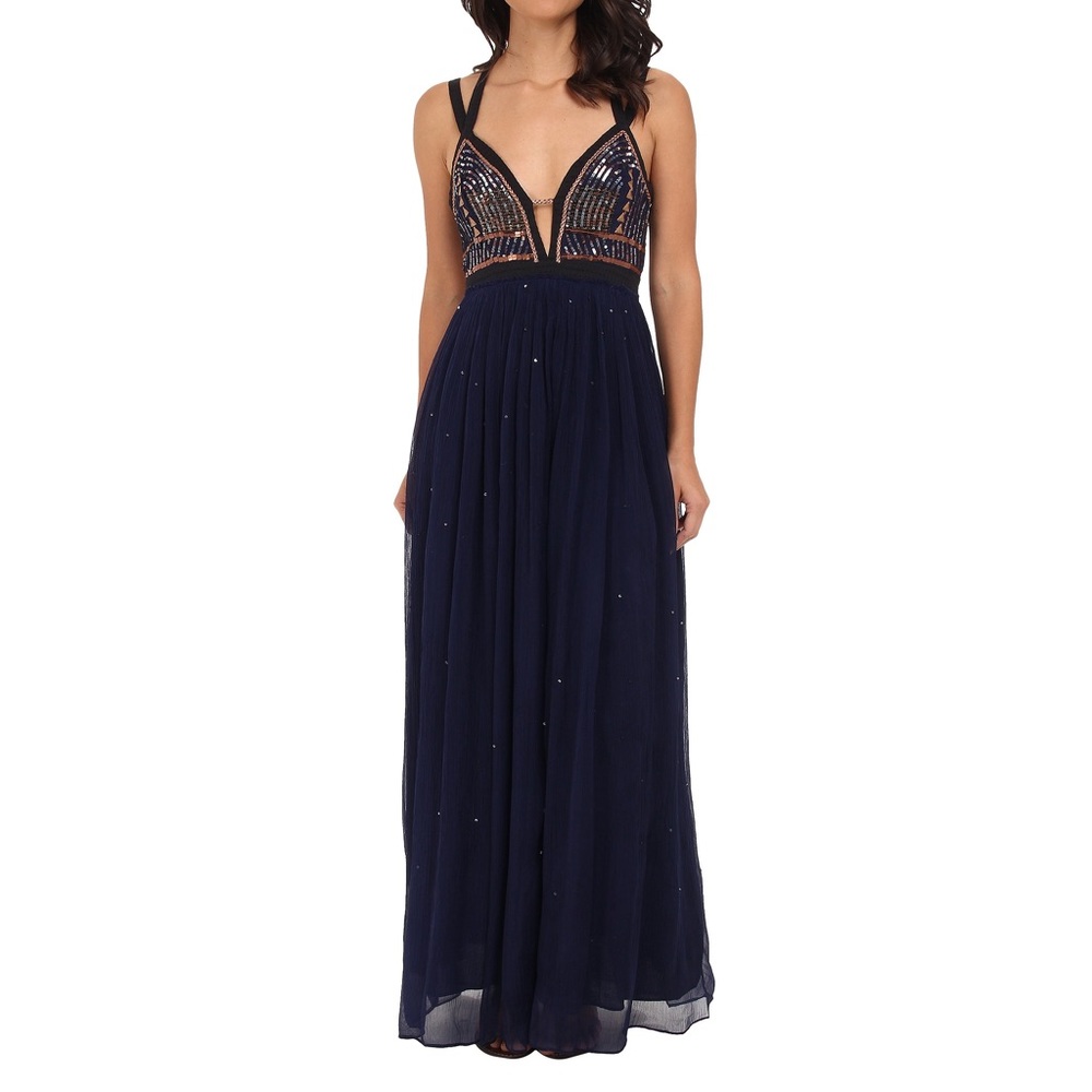 FREE PEOPLE NAVY GOLDEN CHALICE DRESS